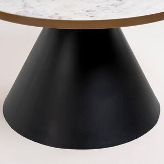 White Marble Coffee Table With Black Base