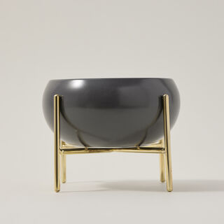 La Mesa 16Cm Salad Bowl Semi Matt Grey W/Gold 