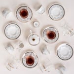 Tea And Coffee Set 28 Pieces Porcelain Silver And Gold  image number 7