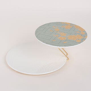 La Mesa green porcelain 2 cake plate