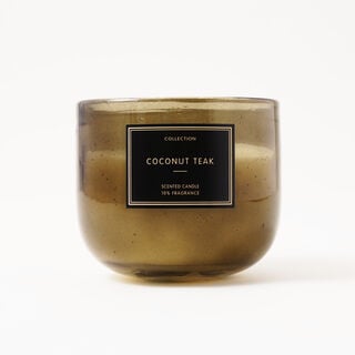 شمعة معطرة بعطر خشب الساج وجوز الهند في كوب زجاجي 320جم