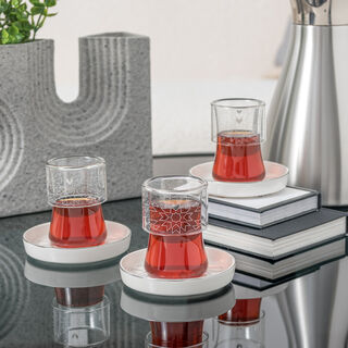 Dallaty white porcelain and glass tea cups set 12 pcs