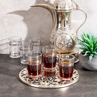Moroccan Tea Glass Set Silver