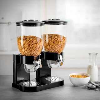 موزع حبوب الإفطار المزدوج من البرتو باللون الأسود