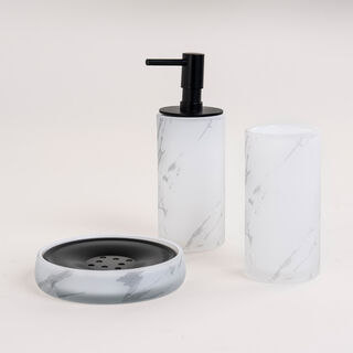 3 Piece Bath Accessories Set Glass Metal Elite Gray
