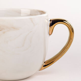 طقم أكواب قهوة رخام بمسكة ذهبية 12 قطعة من لاميسا