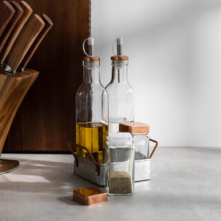 Alberto 4 Pieces Salad Cruet With Metal Stand