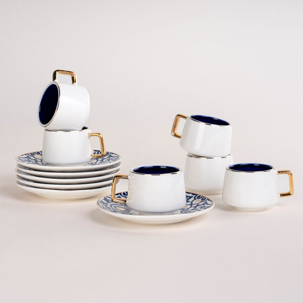 Dallaty blue and white porcelain Turkish coffee cups set 12 pcs image number 4