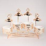 4 pieces Round Food Warmer Set With Candle Stand Gold 5" image number 0