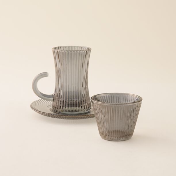 Dallaty 18pcs glass tea and coffee set, grey image number 1