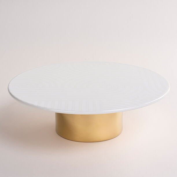La Mesa white porcelain cake stand with gold base image number 0