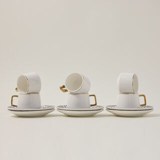 دلتي طقم فناجين قهوة تركي بورسلان أزرق وأبيض 12 قطعة