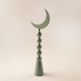 Homez Metal Ramadan Crescent Moon With Spherical Base, Green 47*8*15Cm