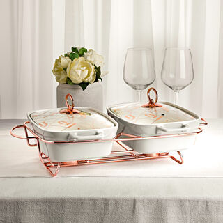 طبق تقديم مزدوج مع سخّان 