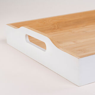 دلتي صينية تقديم بامبو أبيض 47*34*7 سم