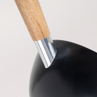Alberto Non Stick Wok Pan With Wood Handle Round Shape Black