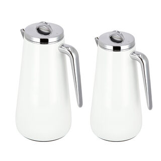 Dallaty Eve set of 2 steel vacuum flask white & chrome