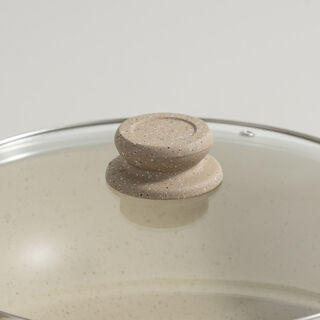 Alberto aluminum wok pan with glass lid 28*9*42cm, cream