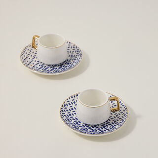 دلتي طقم فناجين قهوة تركي بورسلان أزرق وأبيض 12 قطعة