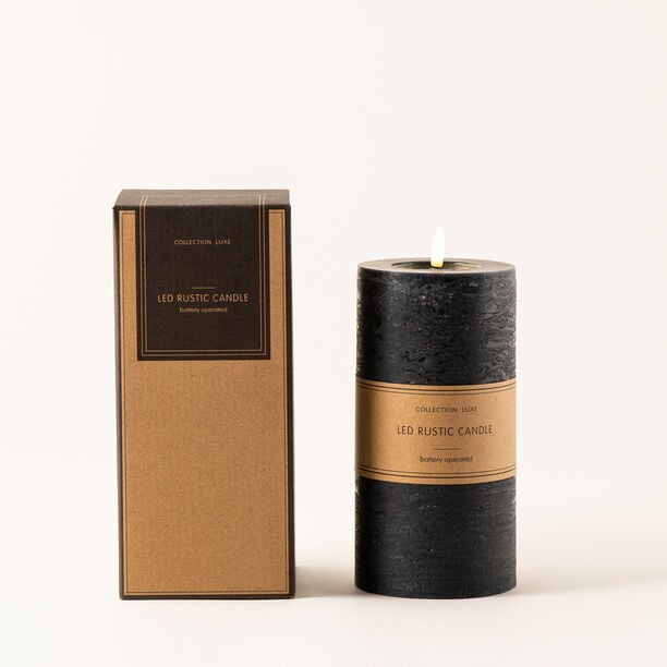 LED rustic candle in black 10*20cm image number 0