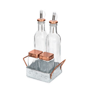 Alberto 4 Pieces Salad Cruet With Metal Stand