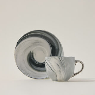 La Mesa Marble W Silver 12 Tea Cup&Saucer 200 Cc