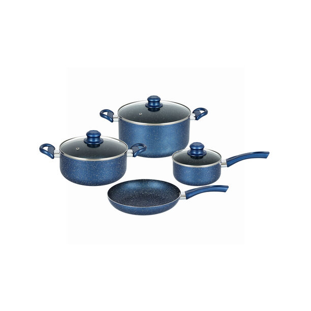 Pentola 7Pcs Aluminum Non Stick Cookware Set With Glass Lids, Blue image number 0