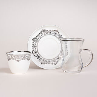 Lamesa 28Pc Porcelain Tc Set G&S White Silver