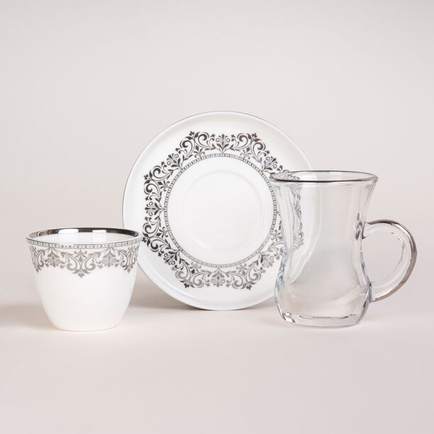 Lamesa 28Pc Porcelain Tc Set G&S White Silver image number 1