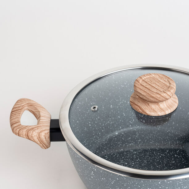 Alberto 7 Pieces Non Stick Forged Aluminum Cookware Set With Glass Lid Grey Color image number 3