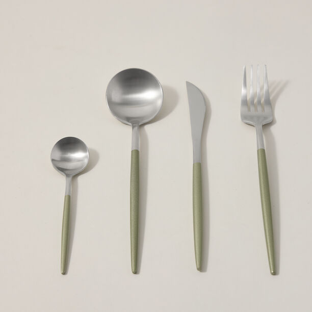 Rio 16 Pieces Modern Cutlery Set Silver And Green Handle image number 0