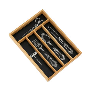 منظم خشب لادوات المطبخ لون اسود من البرتو