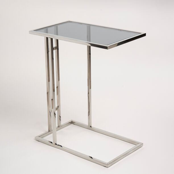 Homez silver stainless steel side table with glass top 50*30*60cm image number 1