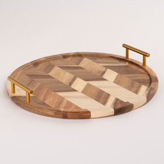 Round wooden serving tray 35.6*35.6*5.4 cm