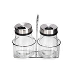 Alberto 2 Prieces Glass Salt And Pepper Set With Stand image number 1