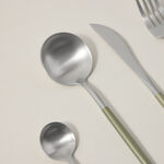 Rio 16 Pieces Modern Cutlery Set Silver And Green Handle image number 1