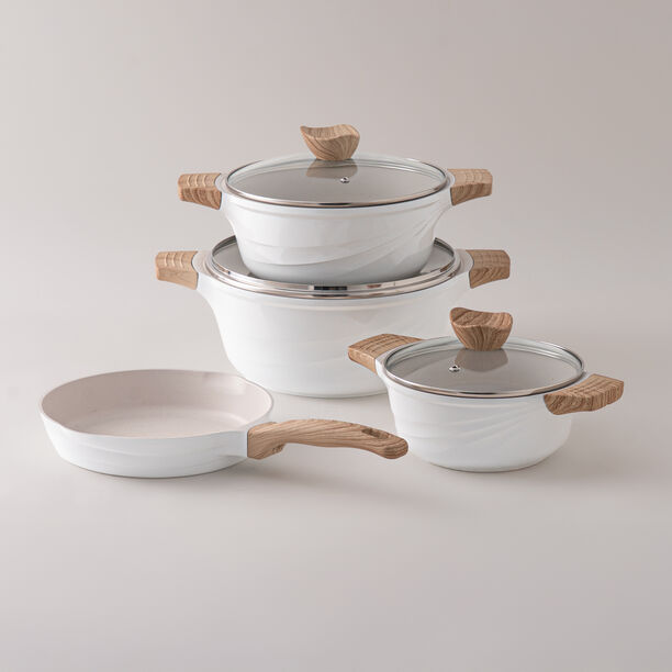 ألبرتو طقم قدور ألومنيوم 7 قطع، أبيض image number 0