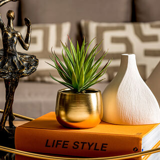 Grass sword artificial plant In gold pot