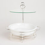 Round Food Warmer With Candle Stand Silver 12" image number 0