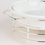 Round Food Warmer With Candle Stand Silver 12" image number 5
