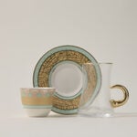 Dallaty white with fayrouz and gold prints Tea and coffee cups set 28 pcs image number 1