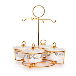 طقم أطباق تقديم مع سخّان 4 قطع