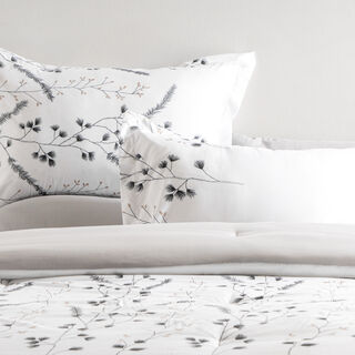 Cottage Microfiber King Comforter 6 Pcs Set, White/Grey, 230*250Cm