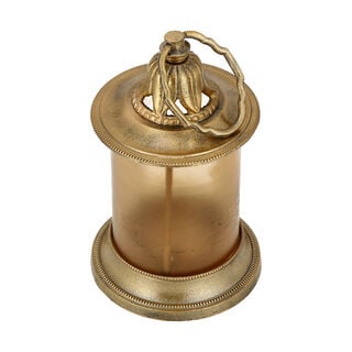 Aluminium Lantern Amber Frosted Glass Shiny Brass Finish