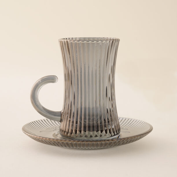 Dallaty 18pcs glass tea and coffee set, grey image number 2