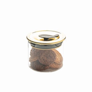 Alberto glass storage jar with gold lid 400 ml