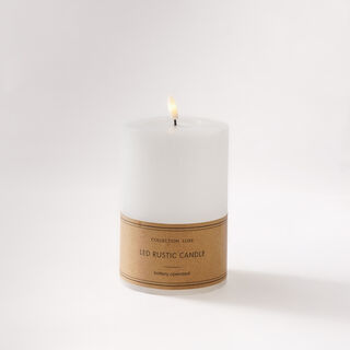 LED rustic candle in white 10*15cm