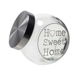 Alberto Round Glass Storage Jar With Metal Lid And Decal 1250Ml