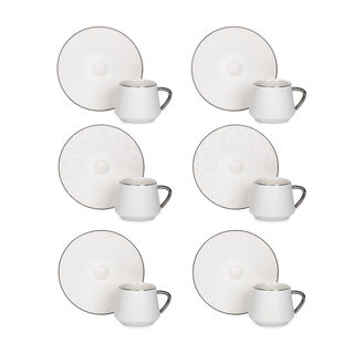 Dallaty silver and white porcelain Turkish coffee cups set 12 pcs