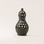 Homez dark green ceramic candle holder 12.1*12.1*24.7 cm image number 2